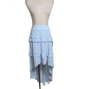 Celebrity Pink HI Low Light Blue Ruffled Skirt NWT